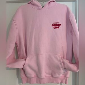 Women’s White Fox Pullover Hoodie S/M Comfort Club Logo in Pink. Long Sleeve.